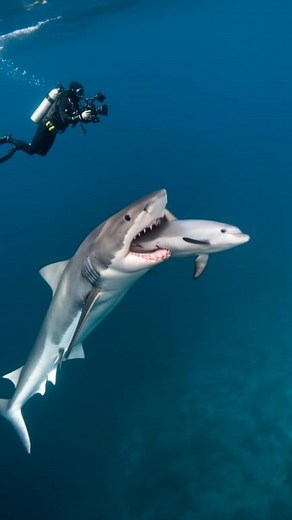 Tubarão-branco caça golfinho? A resposta é sim. Apesar de haver poucos registros em vídeo os golfinho fazem parte da dieta dos grandes tubarões-branco, e também das orcas. Imagens feitas por IA, meramente ilustrativas. #golfinhos #whiteshark | Planeta Feroz