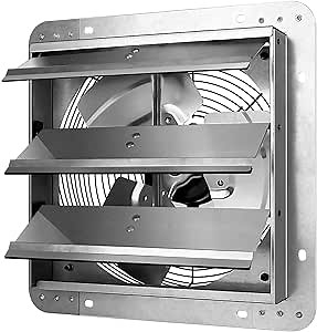 iPower 12 Inch Shutter Exhaust Fan Aluminum,High Speed 1620RPM, 940 CFM, 1-Pack, Silver