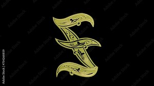 golden font letter z gold metallic logo spin loop transparent background