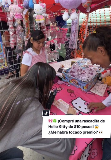🎀🍀 ¡Compré una rascadita de Hello Kitty de $10 pesos! 😱 ¿Me habrá tocado premio? 👀💸 #TikTokMéxico #HelloKittyMéxico #ParaTi #FYP #Viral