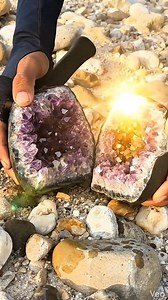 20K views · 144 reactions | Gold amethyst geode in a gold mine #gemstone #fyp #amethys #gold | Vicky Syanzumi | Facebook
