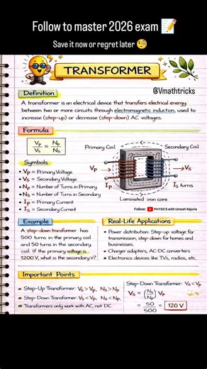 Transformers revision sheet 📚📝🎓 #physics #physicnotes #studynotes #studysmart #exam #revisionnotes