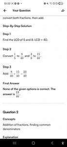 Convert both fractions, then add.Step-By-Step SolutionStep ... | Filo