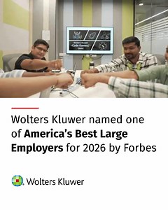 Engineering excellence & AI talent. Innovation starts with people and stays with culture. Alongside being named one of America’s Best Large Employers 2026, Wolters Kluwer has been named to the 2026 Forbes list of America’s Best Employers for Engineers, recognizing companies that excel in attracting and developing engineering talent — especially in AI, software, data, and advanced technologies. For us, that honor matters! It reinforces that when we support and invest in exceptional talent — espec