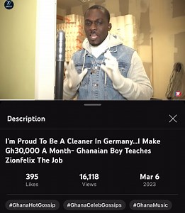 81K views · 886 reactions | Prince is a cleaner at a gym in Hamburg and he goes to work each day of the month at 10pm He works for 5 hours every single day and according to him, he is paid about 15 euros an hour He took Zionfelix through his daily hustle in Germany. Prince describes his job as not a difficult one. Full job experience is on YouTube now https://youtu.be/dReqsl8uQ9c | Zionfelix Entertainment News | Facebook
