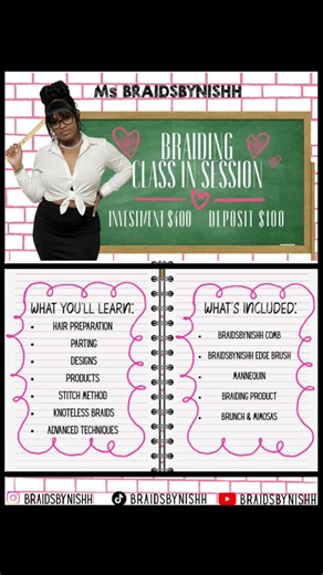 Braids done right. Skills that pay. Join my Braiding Class today! ✨February 28,2026 , ATL 📍 Ready to learn how to braid like a pro? 💁🏽‍♀️✨ Join my Braiding Class and learn clean parts, proper techniques, and beginner-friendly styles—step by step. ✔️ No experience needed ✔️ Hands-on training ✔️ Limited spots available 📩 DM to register or click the link in bio! #atl #atlBraidingClass #LearnToBraid #BraidingSkills
