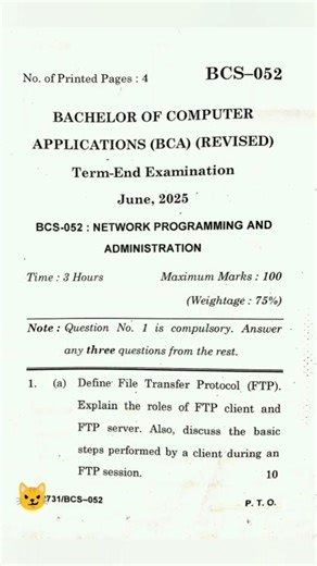 BCS-052 June, 2025 question paper || Network Programming And Administration || IGNOU Papers
