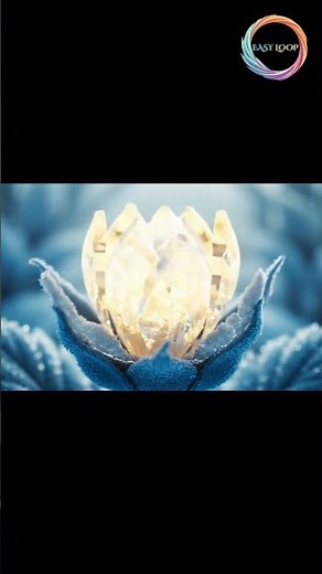 Crystal Flower Bloom | Frozen Bud Turns Into Glowing Petals | Loop Animation | Easy Loop