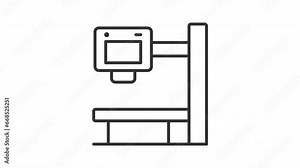 2D black creative thin line animation of x ray machine, HD video with transparent background, seamless loop 4K video representing medical diagnostic equipment. Stock Video