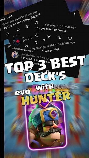 TOP 3 BEST DECK'S with EVO HUNTER 🔫 #clashroyale