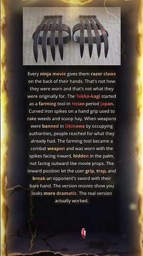 Tekko-Kagi Started As A Hay Rake Then Become A Weapon