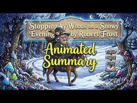 Animated summary of Stopping by Woods on a Snowy Evening by Robert Frost
