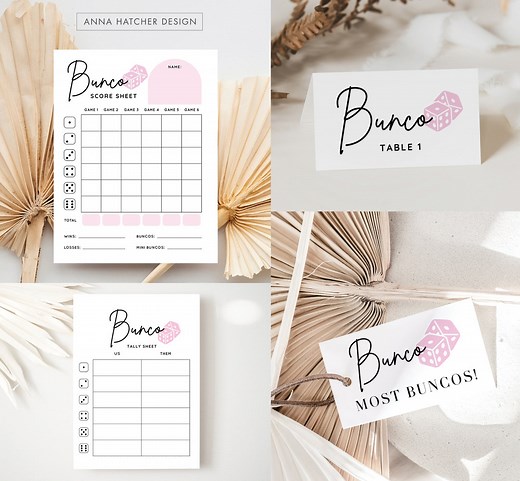 Bunco Printable's, Instant Download Bunco Dice Game Score Sheets, Tally Sheets, Prize Gift Tags, Table Tent Cards, Editable Canva Templates - Etsy