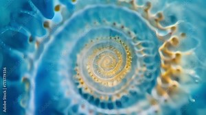 A microscopic view of a diatom cell revealing its inner structures and delicate spiral patterns showcasing the hidden beauty of these . AI generation.