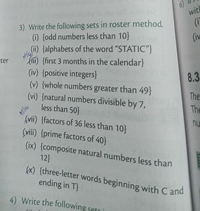 Write the following sets in roster method.(i) {odd numbers ... | Filo