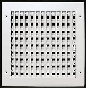 HVAC Premium 12" X 10" Adjustable AIR Supply Diffuser - HVAC Vent Cover Sidewall or Ceiling - Grille Register - High Airflow - White [Outer Dimensions: 13.75" w X 11.75" h]