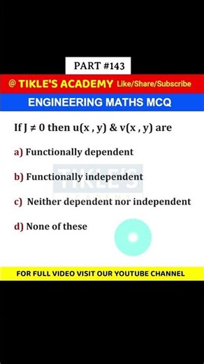 ENGINEERING MATHS MCQ 143 #shorts #engineeringmathematics #tiklesacademy