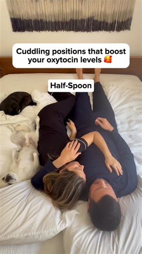Vanessa Marin | Couples Therapist on Instagram: "Cuddling positions that boost your oxytocin levels 🥰💞 Cuddling isn’t just cozy, it’s chemistry. When you cuddle, your body releases oxytocin (aka the “cuddle hormone”), helping you feel more connected, calm, and close with your partner. ✨ Lowers stress (buh bye, cortisol) ✨ Boosts pleasure (thank you, dopamine) ✨ Regulates mood (shoutout to serotonin) Send this to someone you want to snuggle 🛌💕"