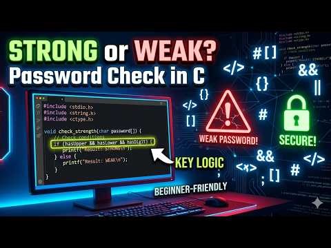 C Program to Check Strong or Weak Password 🔒 | Password Validation in C #coding #programming
