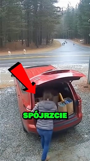 She was packing groceries... 🚗🛒 A second later, a pack of wolves surrounded her 🐺😱