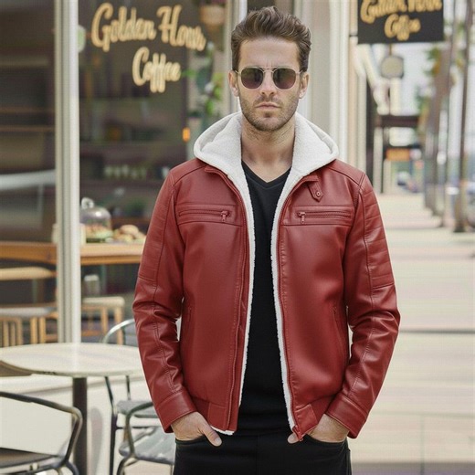 Handmade Men's Hooded Leather Jacket - Multi-color Sheepskin Coat - Distressed, Vintage & Solid Colors - Motorcycle Style. - Etsy
