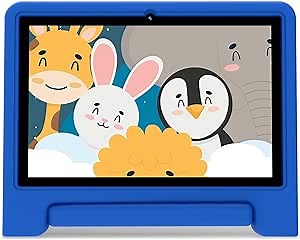 Kids Tablet, 10.1-inch Android 13 Tablet for Kids, Expandable Storage, Long Battery Life, WiFi, Bluetooth, Drop-Proof Case, HD Display, for Toddlers and Children-Blue