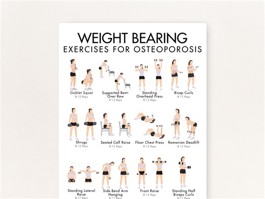 Weight Bearing Exercises for Osteoporosis, Lifting Weights for Osteoporosis - Workout for Bone Loss, Printable PDF (8.5x11, 16x20, A4, A3) - Etsy