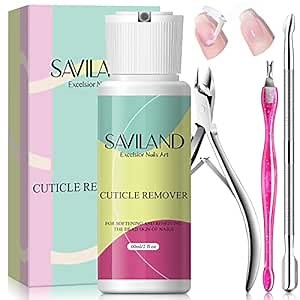 SAVILAND Cuticle Remover Kit Professional Nail Care Manicure Kit - 2.03 OZ Cuticle Remover Liquid Cream with Cuticle Trimmer, Cuticle Nipper and Cuticle Pusher, Christmas Gifts for Women