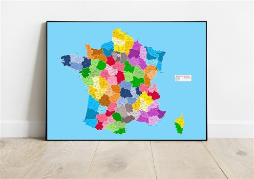 Detailed Map of France, Showing Régions, Départements and Largest French Cities, Black Font - Etsy Australia