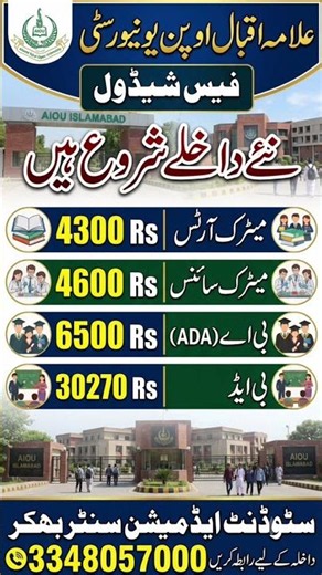 2026 Fee Structure for Allama Iqbal Open University Islamabad #aiou #feestructure #feeschedule
