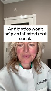 Why do antibiotics not cure a reinfected root canal tooth? The bacteria thrive in the sealed-off interior where antibiotics can't reach. Learn why removing the entire tooth is the solution to ensure complete cleaning and sterilization. #rootcanal #dentalhealth #oralcare #toothinfection #bacteria #teethcleaning #totalcaredental | Living Well with Dr. Michelle Jorgensen