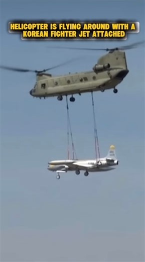 Helicopter is flying around with a Korean fighter jet attached.! | War today