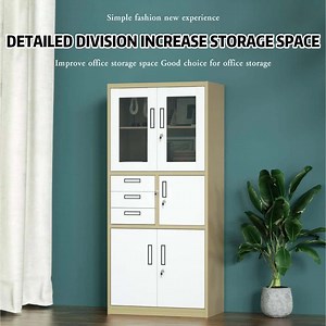 Steel Filing Cabinet with Drawer and Safe Box Metal Cupboard Office File Storage Cabinet