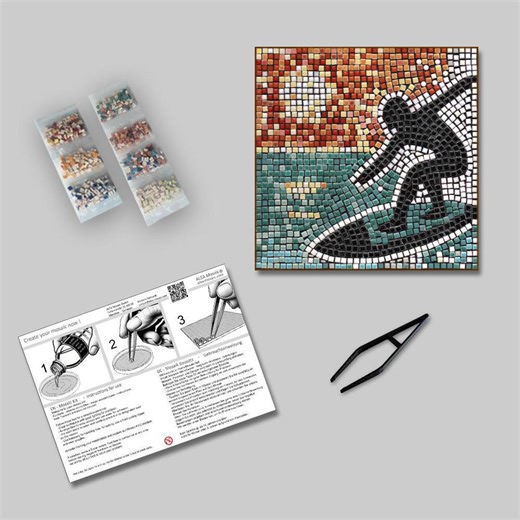 Stress Relief Mosaic Craft Kit Surfer - Etsy