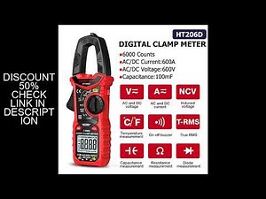 HT206D 600A AC DC Digital Clamp Meter Multimeter 6000 Counts True RMS Auto-ranging Current Voltage T