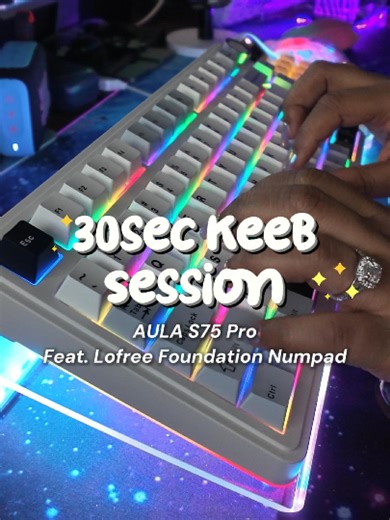 ✨Happy Monday✨ Enjoy this 30sec keeb session featuring @Aula S75 Pro feat. @LOFREE Official Foundation Numpad • #WFHLife #MechanicalKeyboard #TypingASMR #RGBLights #KeebTok • • • aula s75 pro, keebs, keyboard, mechanical keyboard, tri-mode connectivity, linear switches, star vector switches, cherry profile keycaps, wfh, work from home, asmr, rgb, 75 percent, tft screen