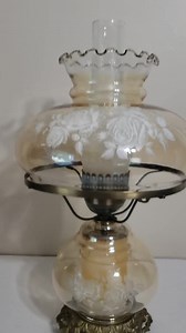 Vintage Hurricane Lamp Clear Smokey W Roses 18"- 20" Tall - All New Wiring and Switch / Socket Installed - Etsy