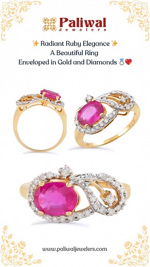 ✨ Radiant Ruby Elegance: A Beautiful Ring Enveloped in Gold and Diamonds 💍💖✨ Embark on a journey of timeless beauty with our exquisite ring, featuring a captivating ruby centerpiece embraced by a halo of glistening diamonds, all set in the warmth of lustrous gold. 🌹💎✨ 🌟 Captivating Ruby Centerpiece: At the heart of this ring lies a mesmerizing ruby, symbolizing passion and elegance. The rich red hue of the ruby adds a touch of drama and allure, making it the focal point of this enchanting p