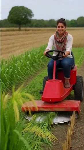 #Amazing Rice Cutting Machine Woman Farmer Using Modern Harvesting Technology #farming #2025