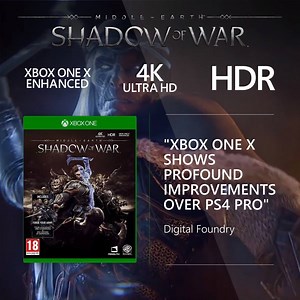 Middle-earth: Shadow of War is enhanced for the world's most powerful console, the Xbox One X: https://www.xbox.com/en-GB/xbox-one-x #XboxOneXEnhanced | Xbox UK