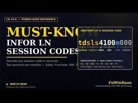 Infor LN Session Codes Explained | Must-Know Reference for Consultants (LN 10.8)