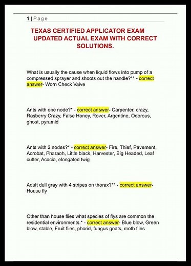 Texas Certified Applicator Exam Updated Actual Exam With Cor video