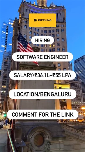 BluruJobs | Jobs | Internships | LinkedIn Insights on Instagram: "💼 Rippling – Software Engineer I (Travel Integrations) 📍 Location: Bengaluru 💰 Salary: ₹36.1L–₹55L per year 🎓 Eligibility: B.E/B.Tech/M.E/M.Tech in CS or related field | 1+ years of experience 💻 Skills: Python / Go | Strong in Algorithms, Data Structures, Systems Design 🚀 Responsibilities: • Build and scale Rippling’s new Travel platform (flights, hotels, cars) • Own projects end-to-end — from requirements to launch • Enhanc