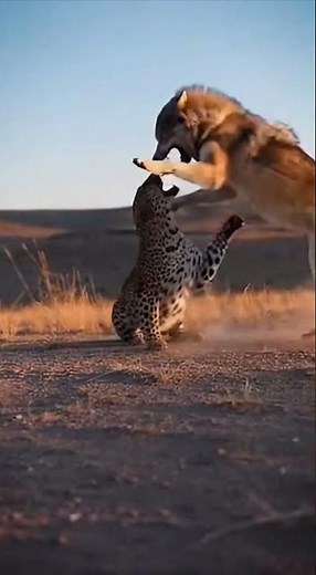 Leopard vs Giant Wolf: The Ultimate Battle for Survival!