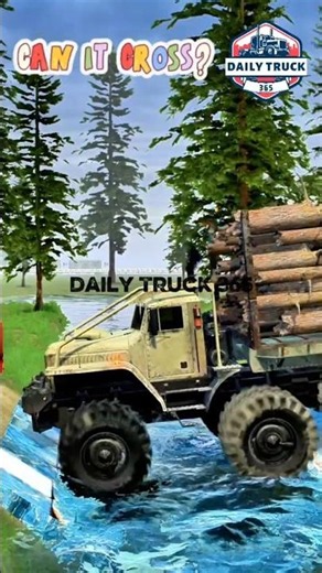 Loaded Logging Truck Takes on Deep Water!
