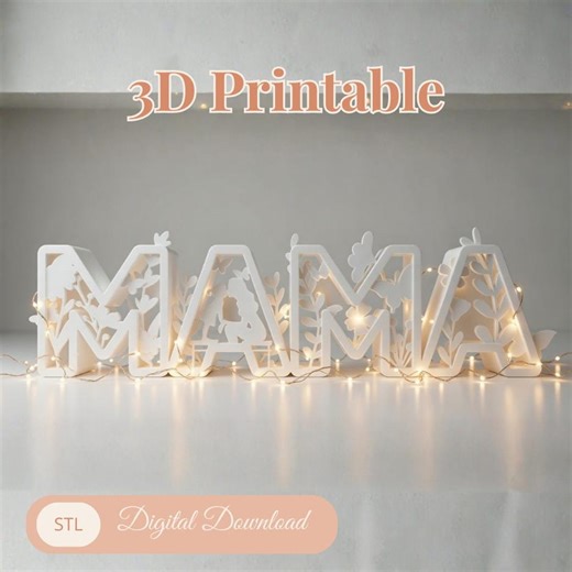 Name MAMA STL, Customizable 3D Print Nightlight Decoration, Printable Name Light Box, Mother's Day Gift, Mom Decoration - Etsy