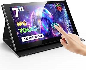 Eyoyo 7 inch Portable Monitor 1024x600 IPS Small mini 7" Capacitive Touchscreen Monitor w/USB C Powered mini HDMI Port for Laptop/PC/Raspi/Xbox