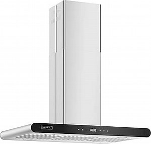 Empava Ducted/Ductless Island Range Hood 36 Inch, Ceiling Mount Kitchen Stove Vent with 400 CFM Dual-Sided Touch Control, 3 Speeds, 4 LED Lights, Stainless Steel (Charcoal-Filter Sold Separately)