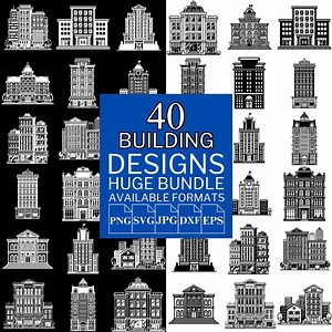 40 Building SVG Bundle: Vector Cut Files for Cricut & Silhouette - Etsy