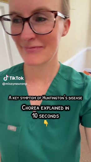Chorea refers to involuntary, irregular, dance-like movements that can affect the face, arms, legs, or trunk. In Huntington’s disease: \t•\tChorea is a hallmark motor symptom \t•\tMovements are unpredictable and non-rhythmic \t•\tSymptoms often worsen with stress or fatigue \t•\tOver time, chorea may coexist with rigidity and slowed movement Why this matters: \t•\tChorea is not a tremor or seizure \t•\tRecognizing movement patterns helps guide diagnosis \t•\tHuntington’s disease affects movement